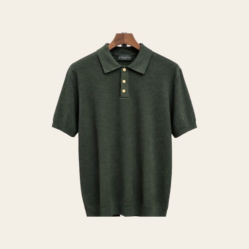 Knitted polo, forest green
